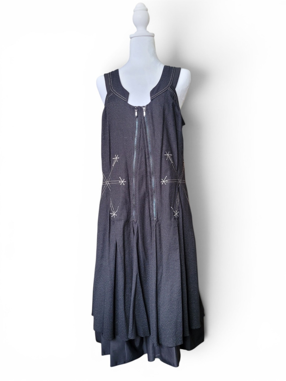 Beate Heymann Streetcouture avant-garde layered pinstripe midi dress 12